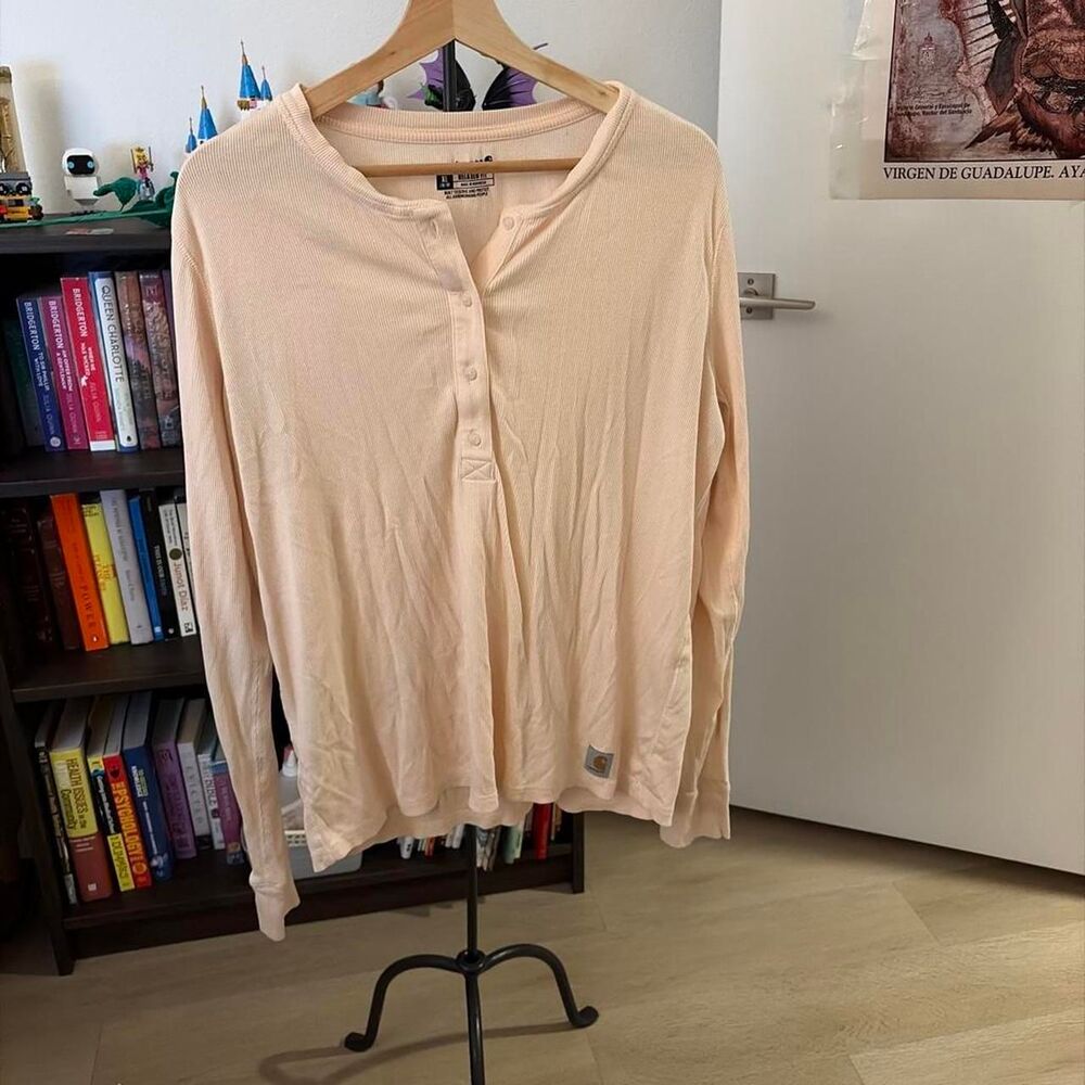 Carhartt Relaxed Fit Long Sleeve Henley Shirt Pink XL